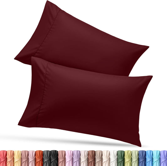 Utopia Bedding Queen Pillow Cases - Soft Brushed Microfiber - 2 Pack, Envelope Closure | 20 x 30 Inches, Burgundy