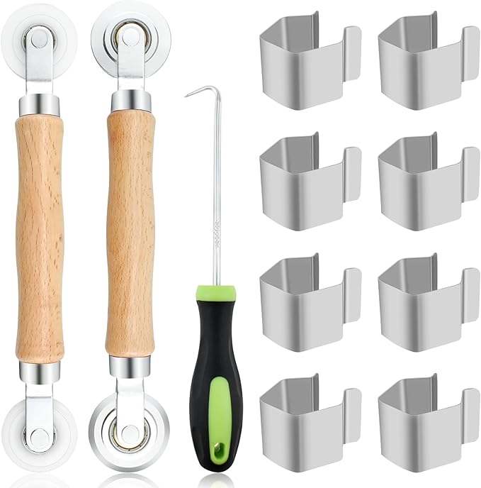 ZIUZI 4 in 1 Screen Repair Kit, Screen Roller Tool Kit Inlcuded Metal/Nylon Screen Roller Tool, Spline Removal Hook and Screen Clips, Screen Repair Tool for Installing Door Window Mesh