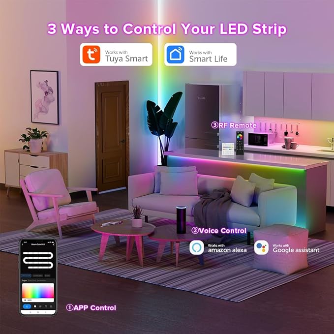 FCOB WiFi RGB IC LED Controller DR03W, Control by Smart Life/Tuya APP/Alexa/Google Home, Support WS2811/WS2812B COB Strip, SPI RGB Controller Work with WR01RF RC03RFB RF Remote