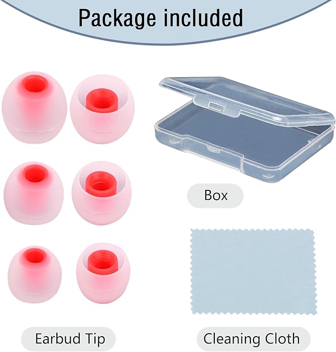 MMYQXI Earbud Replacement Tips Silicone Earbud Tips Earbud Covers Fit for in-Ear Headphones (Inner Hole 3.8mm -5.1mm) Eartips Earbud Rubber Tips 9 Pairs S/M/L, transparent/Red