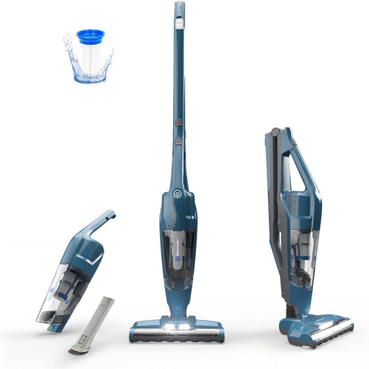 Vacmaster Portable Cordless 2-in-1 Vacuum Cleaner - Lightweight, 2-Speed Power Control, LED Headlight | Ideal for Hardwood Floors, Carpets & Pet Hair - Blue