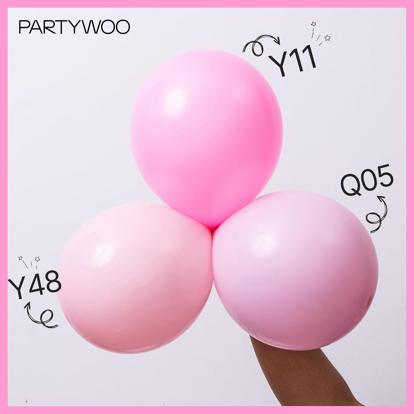 PartyWoo Pink Balloons - 100pcs Matte Pink Balloon Arch Kit for Baby Showers & Parties | Various Sizes 5-36 Inch
