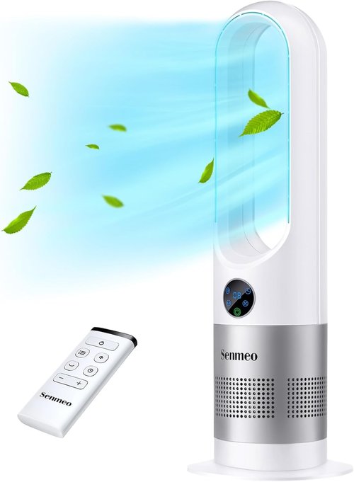 Bladeless Fan - 26" Tower Fan with Remote Control, 8 Speeds & 90° Oscillation | Quiet & Easy to Clean