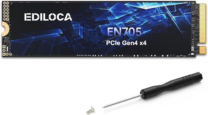 Ediloca 2TB SSD NVMe M.2 2280 PCIe Gen4 x4 Internal Solid State Drive - Up to 4800MB/s, 2TB SSD PS5 Dynamic SLC Cache, PS5 Compatible for Gaming PC Laptop(EN705)
