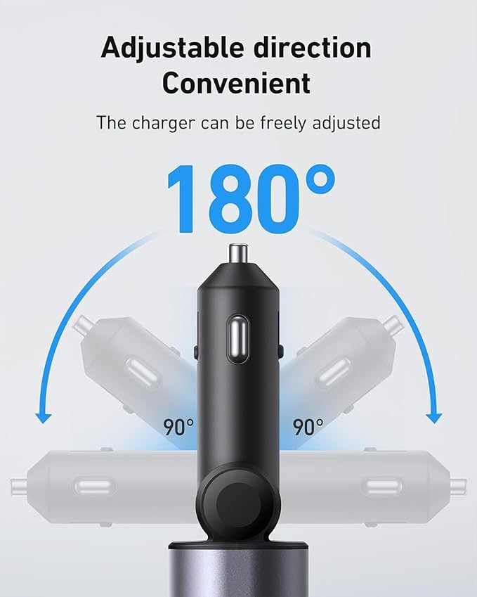 Car Phone Charger Adapter 2Pack Retractable Car Charger 4in1 Fast Charging Dual Retractable Cables 31.5 Inch Multiple Ports Charging Station Compatible with iPhone 17/16/15/14/13/12/11 Pro Max/Samsung