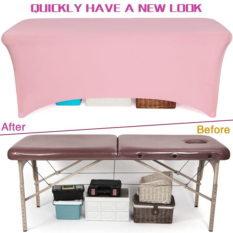 Fitted Pink Lash Bed Cover - 2-Piece Spandex Set for 6FT Lash Tables | Perfect Holiday Gift