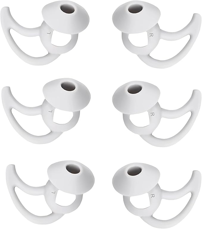 CYADCI 3 Pairs Earbuds Replacement Tips Large，Silver Earbud Tips ，Silicone Eartips Compatible with Bose QuietComfort and Sport Earphones