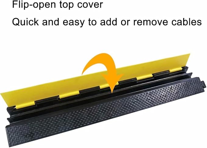 YONSHENG Rubber Cable Ramp Cord Cover Cable Protector Ramps Wire Hose Protective 2 Channel 22000Lbs Load Capacity Traffic Speed Bump for Asphalt Concrete Gravel Driveway Indoor Outdoor, 1 Pack