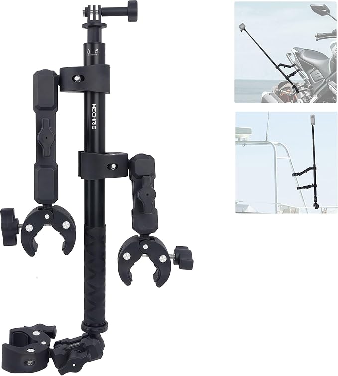 Mechrig Motorcycle Ebike Mount kit for Insta360 X5, Bike & Golf Car Handlebar Clamp Mount and 59" Invisible Selfie Stick Bundle Kit, Super Clamp, Action Camera Adapter for GO2/3/3S/DJl, JC027