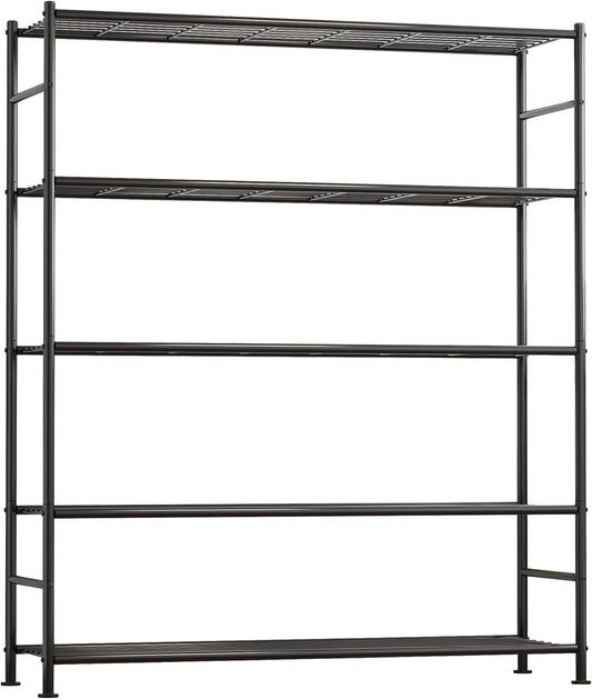 Sakugi Storage Shelves - Heavy Duty 5-Tier Shelf Organizer for Garage, Pantry & Kitchen | 46.3" W x 12.6" D x 60.3" H, Black