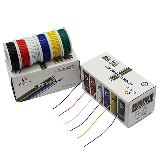 CBAZY Hook up Stranded Wire Kit 20 Gauge 6 Colors 19.6 feet Each Electrical Wire 20 AWG PVC Wire