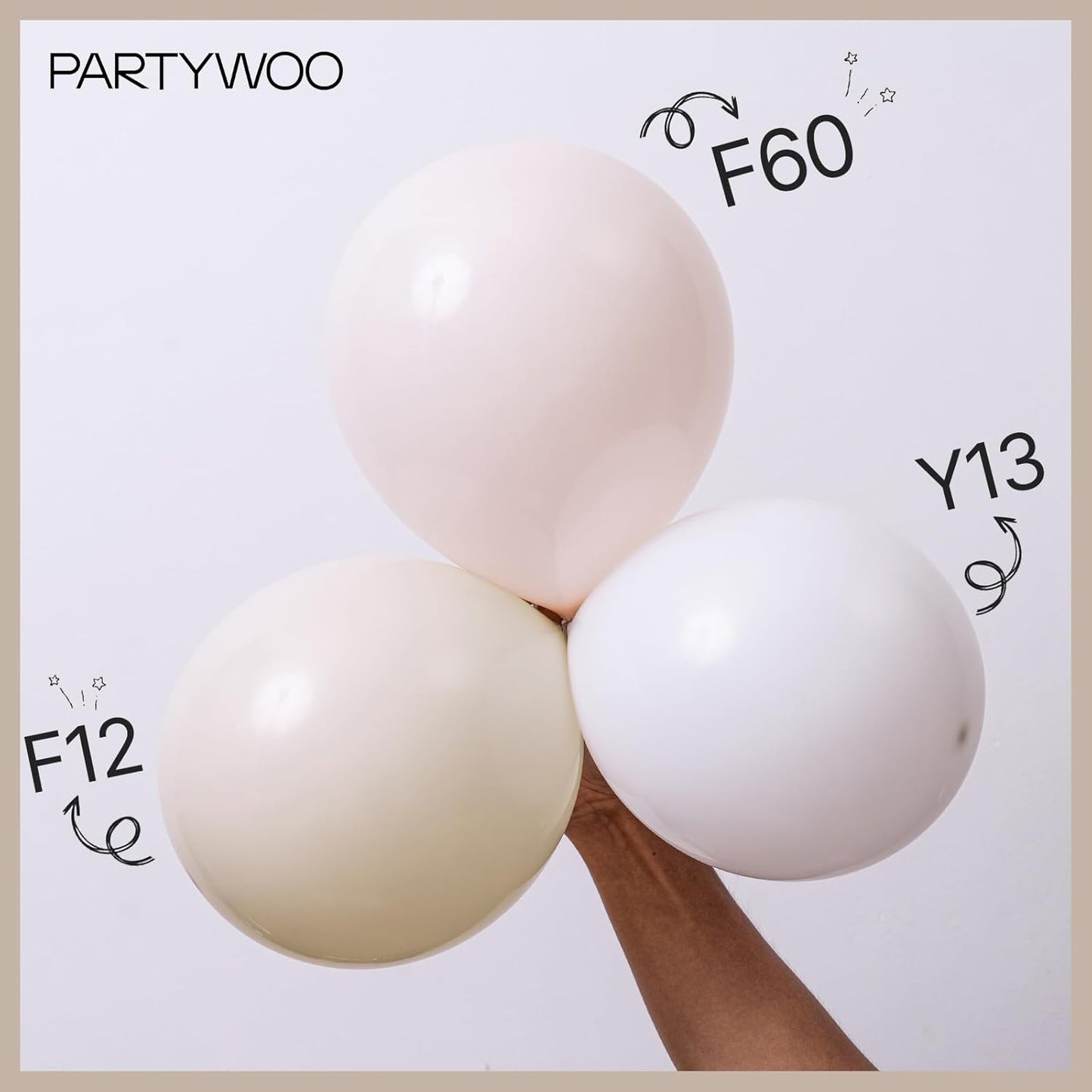 PartyWoo White Sand Balloons - 152-Piece Boho Balloon Arch Kit in Off White, Beige & Cream for Weddings, Baby Showers & Birthdays