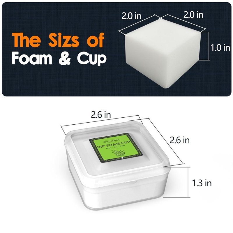 Disposable Rinse Caps - 60Pcs Square Dip Foam Cups for Tattoo Color Switching & Needle Cleaning