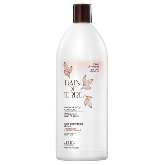 Bain de Terre Sweet Almond Oil Long & Healthy Conditioner, Strength & Protection for Weak, Damaged Hair, with Argan & Monoi Oils, Paraben-Free, Color-Safe, Vegan, 33.8 Fl Oz