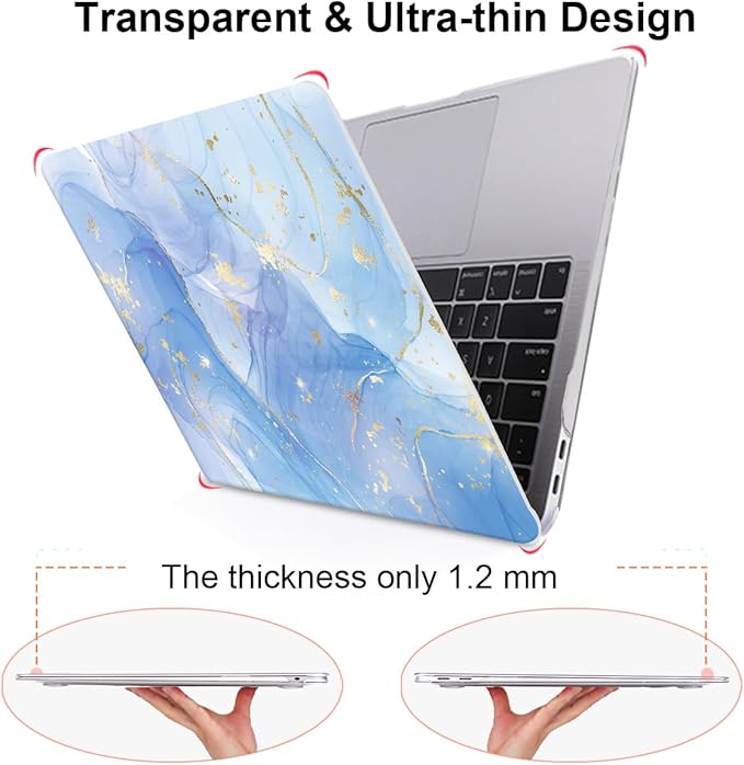 LCMOCICO Compatible with MacBook Air 13 inch Case 2021 2020 2019 2018 M1 A2337 A2179 A1932 with Retina Display & Touch ID, Pattern Plastic Hard Shell Case Keyboard Cover Screen Flim, Blue Marble