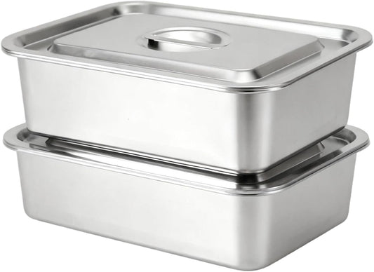 Skiennix 4-Inch Deep Lasagna Pan - 2 Pack 7.4QT Stainless Steel Baking Dish with Lid | Perfect for Roasting