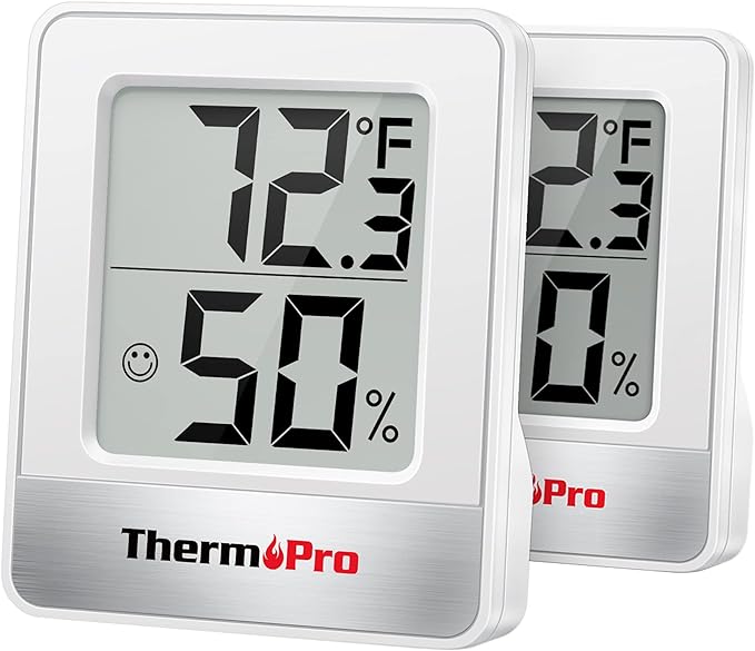 TempPro TP49 2 Pieces Digital Hygrometer Indoor Thermometer Humidity Meter Mini Hygrometer Thermometer with Temperature and Humidity Monitor Room Thermometer (Previously ThermoPro)