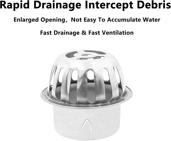 Roof Floor Drain,SAFYY 304 Stainless Steel Roof Drain Dome,Balcony Roof Dome Drain Cover,Yard Outdoor Anti Blocking Strainer,Gardens Gutter Cleaning Tool,Rain Bucket Drainage Parts (2, 75mm/3")