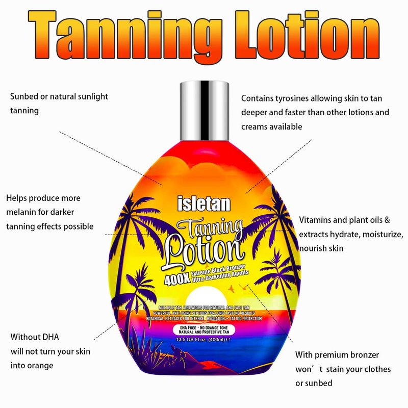 Bronzing Tanning Lotion - Indoor Tanning Bed Lotion with Bronzer & DHA-Free Formula | 13.5 oz