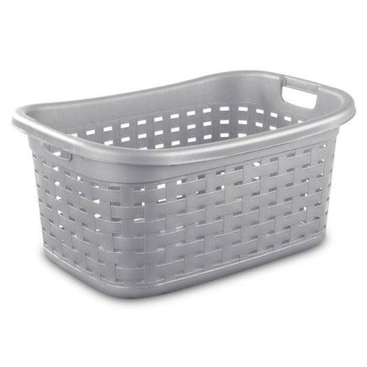 Sterilite Cement Gray Durable Weave Laundry Basket with Wicker Pattern (12 Pack)