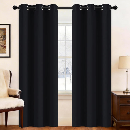 Yakamok Blackout Curtains - Thermal Insulated Grommet Drapes for Bedroom | 38W x 84L, One Pair