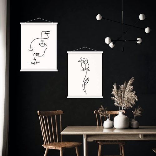 Benjia Magnetic Light Wood Poster Frame - 27x40, 27x41, 27x20 for Photos & Artwork | White Finish