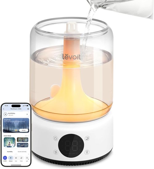 LEVOIT Smart Humidifier - 4.2L Top Fill for Large Rooms | 42H Runtime, Whisper-Quiet Cool Mist, APP & Voice Control