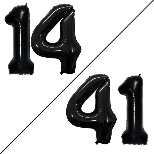 GOER Jumbo Number 14 Balloons - 42 Inch Foil Helium Decorations for 14th Birthday Party (Black)