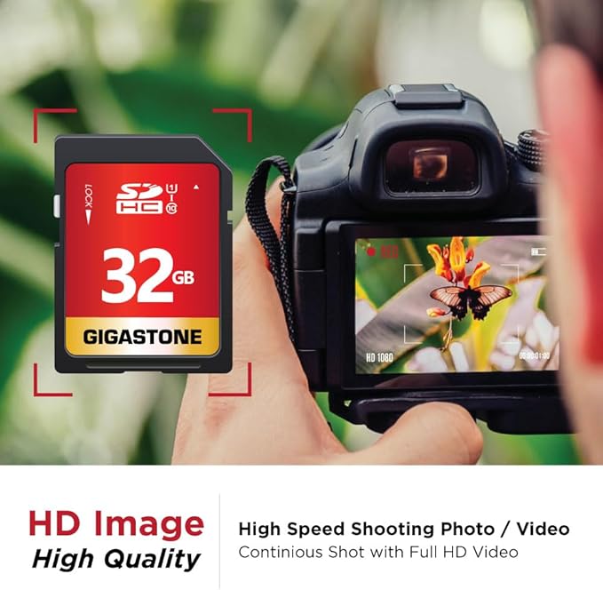 GIGASTONE 32GB SD Card 5-Pack UHS-I U1 Class 10 SDHC Memory Card High-Speed Full HD Video Compatible with Digital Camera, SPYPOINT TACTACAM WOSPORTS Trail Camera, with 5 Mini Cases