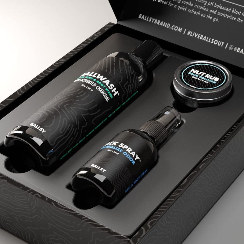 Ballsy Sack Pack, Men's Fresh Kit, Includes Body Wash, Deodorizing Spray and Cologne Rub, Men's Body Care, Ball Wash for Men Gift Pack, Sun & Surf
