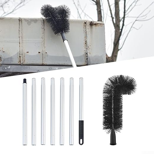 Efficient Roof Dust Removal Brush - Adjustable Gutter Cleaning Tool with Durable PET Bristles (2.28m)(1.98m)