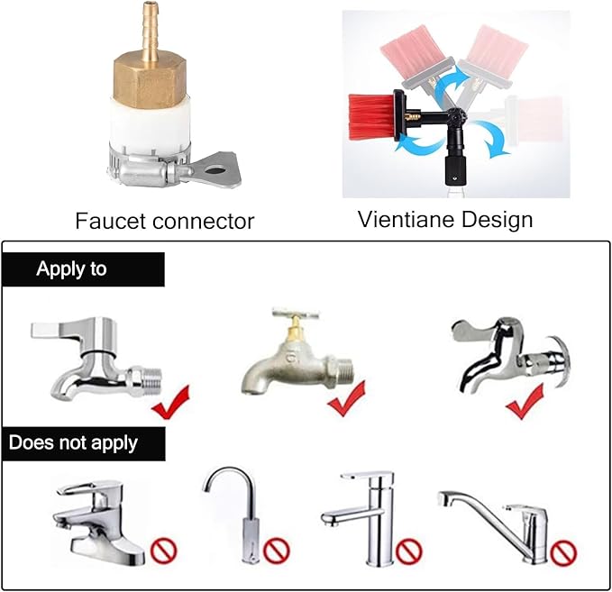 Water Fed Window Cleaning Pole Water Supply hosee and Soap Dispenser, Telescopic Hose Fed, Gutters Conservatory Extendable Extended Brush Kit Telescopic Brush 6poles 35brush Head
