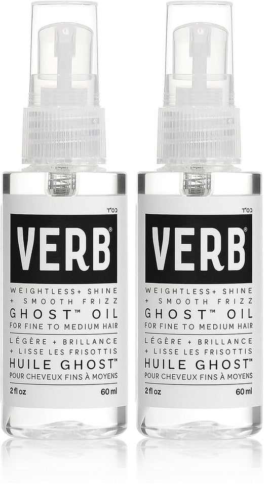 VERB Ghost Oil, 2 fl oz- Weightless Hair Oil for Fine to Medium Hair – Smooths Frizz, Adds Shine – No Parabens, Gluten or Harmful Sulfates, (Pack of 2)