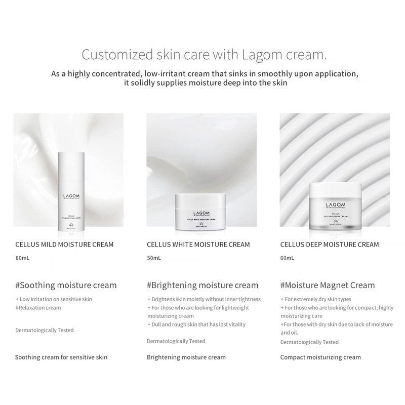 LAGOM Cellus Mild Moisture Cream with D-panthenol, Natural Moisturizer, Hypoallergenic, Fragrance-Free, Refreshing Herbal Face Lotion for Sensitive Skin 2.71 Fl Oz