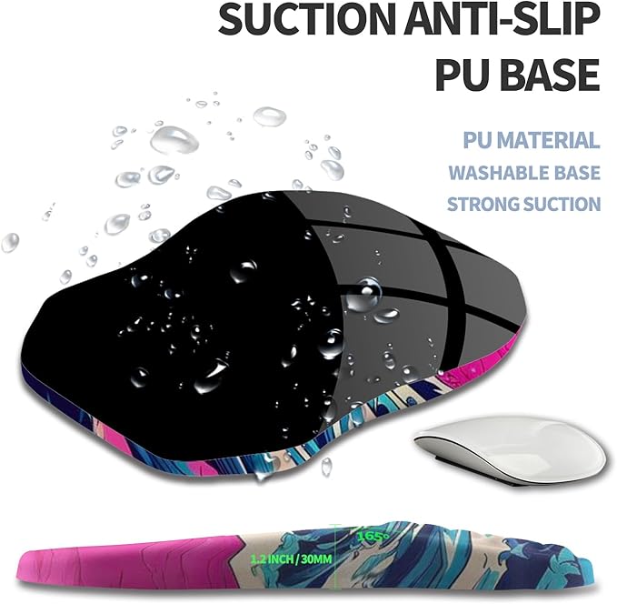 Gleamtide Ergonomic Raised Mouse Pad Wrist Support with Bilateral Slope Memory Foam Mousepad for Wrist Rest and Carpal Tunnel Pain Relief 11.8x7.9〃Twilight Waves