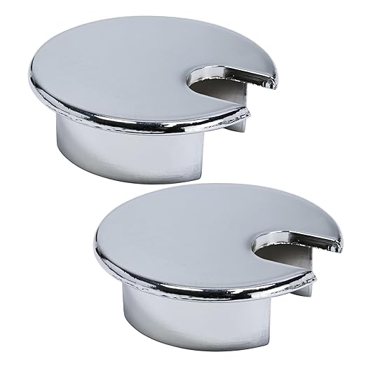 EASYEAH 2 Pcs Desk Grommet 1-3/8" / 35 mm, Desk Cord Hole Cover, Cable Grommet Metal Zinc Alloy Materilal, Desk Hole Grommet for Home & Office Pc, Detachable Cable Cord Organizer-Bright Silver