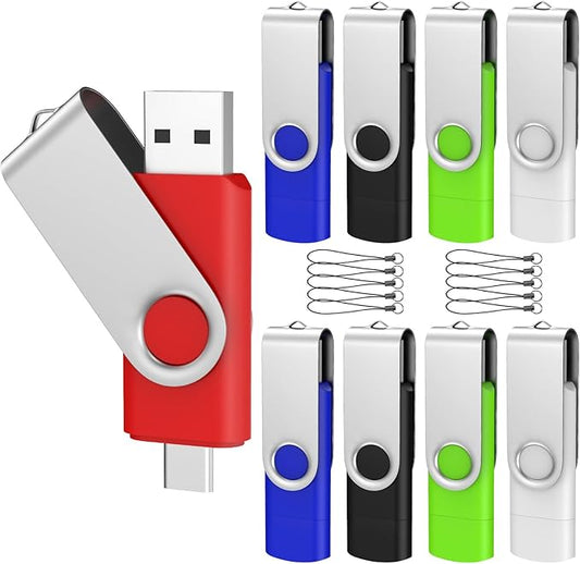 ABLAZE 16GB USB C Flash Drive 10 Pack, OTG USB 2.0 + Type C Memory Stick Dual Type C Thumb Drive Compatible with iPhone 17/16/15, Android Smartphone, Computers