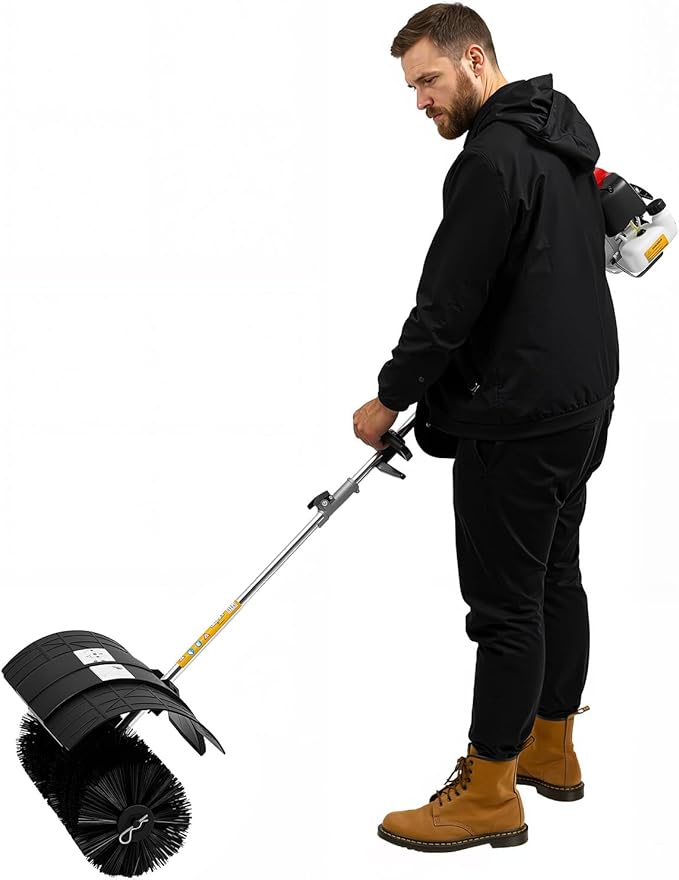 Handheld Sweeper, 52cc 2 Stroke Engine 2.3HP Gasoline Powered Sweeper Broom Driveway Lawn Lawn Artificial Grass Power Brush Lawn Sweeper Cleaning Tools Gasoline Engine Powered Broomâ¦
