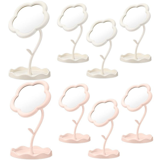 GlikCeil 8 Pcs Flower Shaped Mirror Spa Party Makeup Mirror Sleepover Party Favor for Spa Sleepover Slumber Birthday(Pink, White)