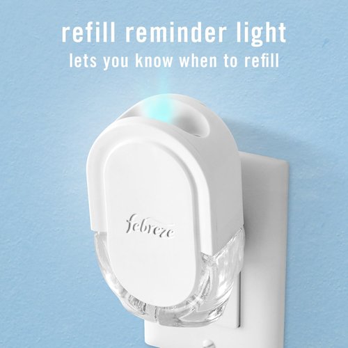 Febreze Plug In Air Freshener, Odor-Fighting Scented Oil Refill, Air Fresheners for Home and Bathroom and Kitchen, Long Lasting for Strong Odors, Ocean & Mountain Scents, 0.87oz Refills, 4 Count