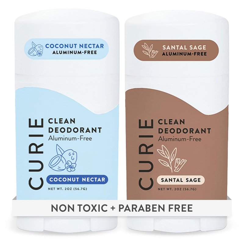 Curie Natural Deodorant for Women - Coconut Nectar + Santal Sage - Aluminum Free, Clean, Sustainable, Vegan Paraben Free (2pk)