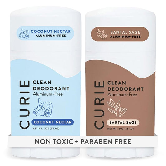 Curie Natural Deodorant for Women - Coconut Nectar + Santal Sage - Aluminum Free, Clean, Sustainable, Vegan Paraben Free (2pk)
