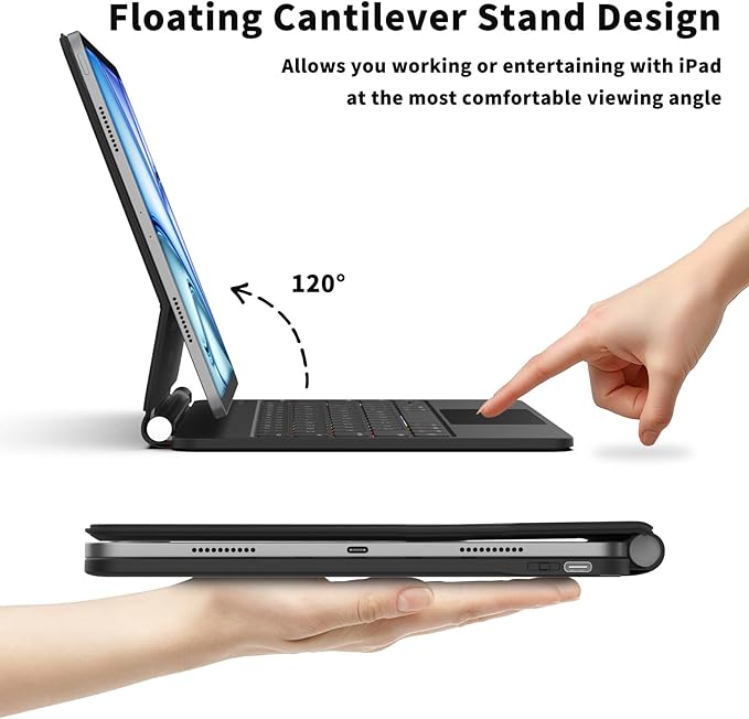 Magic Keyboard Case for iPad Air 11-inch (M4 2026/M3 2025/M2 2024) & iPad Pro 11 inch(1st/2nd/3rd/4th Generation,Backlight ,Magnetic Case with Multi-Touch Trackpad for Air 10.9 5th/4th (Cool Black)