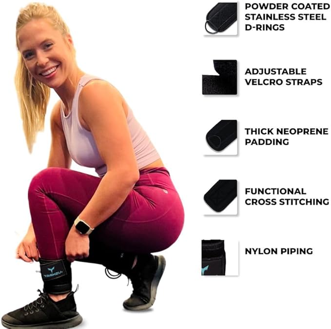YAGHZU Ankle Straps for Cable Machines Women, Glute Kickback Cable Machine Attachments, Gym Ankle Cuffs, Wrist Cuffs for Workout, Leg Training Accessory, Fitness Gear for Home or Gym