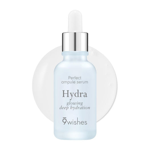 9 Wishes Hydra Ampoule II (1.01 fl oz) – Award-Winning Hydrating Serum for Face with Hyaluronic Acid, 55% Coconut Water, 72-Hour Long-Lasting Moisture, Korean Glass Skin Effect