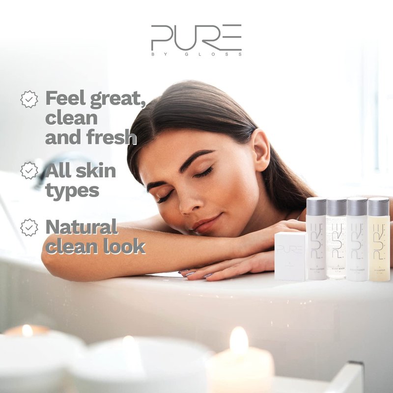 Pure by Gloss Gift Set – Fresh Lemon Scent – for All Hair and Skin Types – With Shampoo [8.5oz], Conditioner [8.5oz], Body Wash [8.5oz], Body Lotion [8.5oz], Body Bar [4oz], & Loofah – Cruelty Free