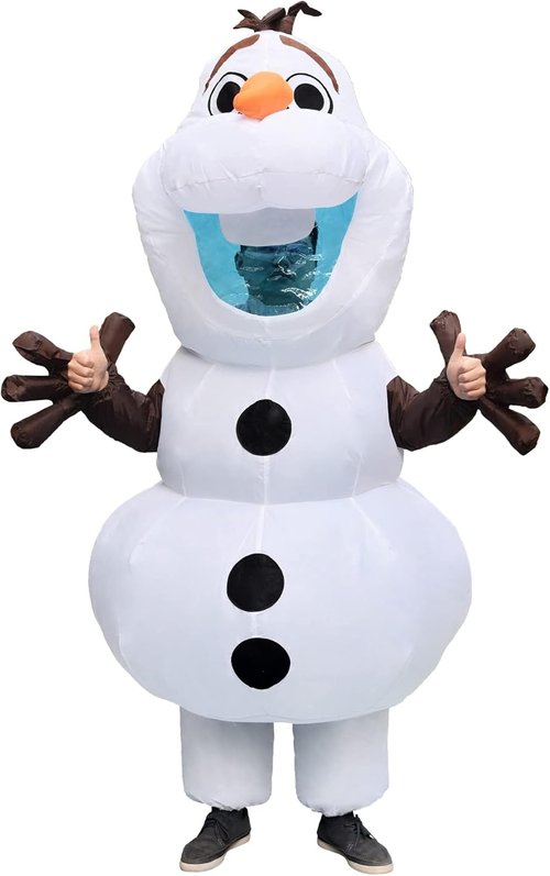 Inflatable Olaf Costume - Adult Size Snowman Fancy Dress for Halloween Party | Large, White