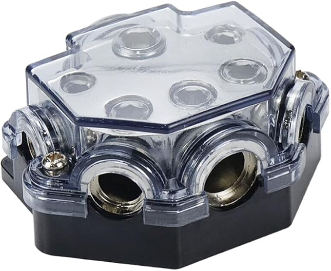 S SYDIEN 2pc Power Distribution Block Car Audio 1 in 5 Ways Out Car Audio Distributions Block 0 Gauge Input 2/4/8 Gauge Out Ground Cable Splitter Distribution Blocks for Automotive