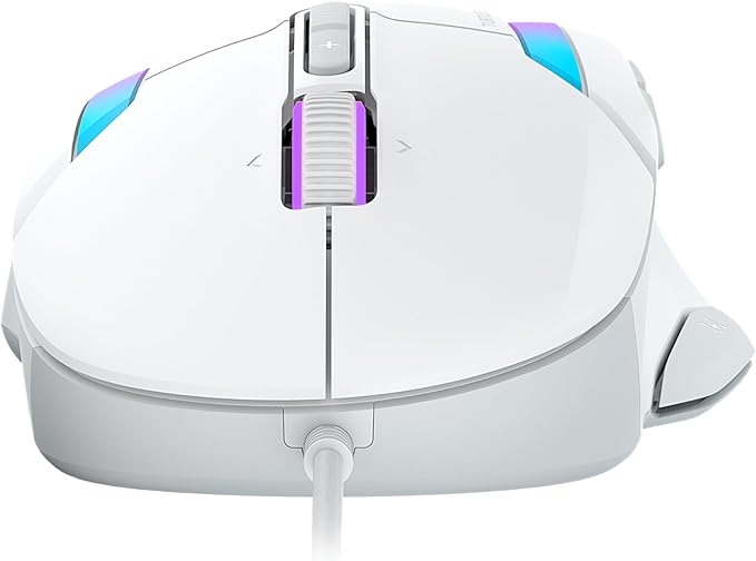 Turtle Beach Kone II Wired RGB Gaming Mouse, 26000 DPI Optical Sensor, 100M Click Life Optical Switches, 23 Customizable Inputs, Ergonomic Design, 4D Scroll Wheel, Pure PTFE Glides – Arctic White