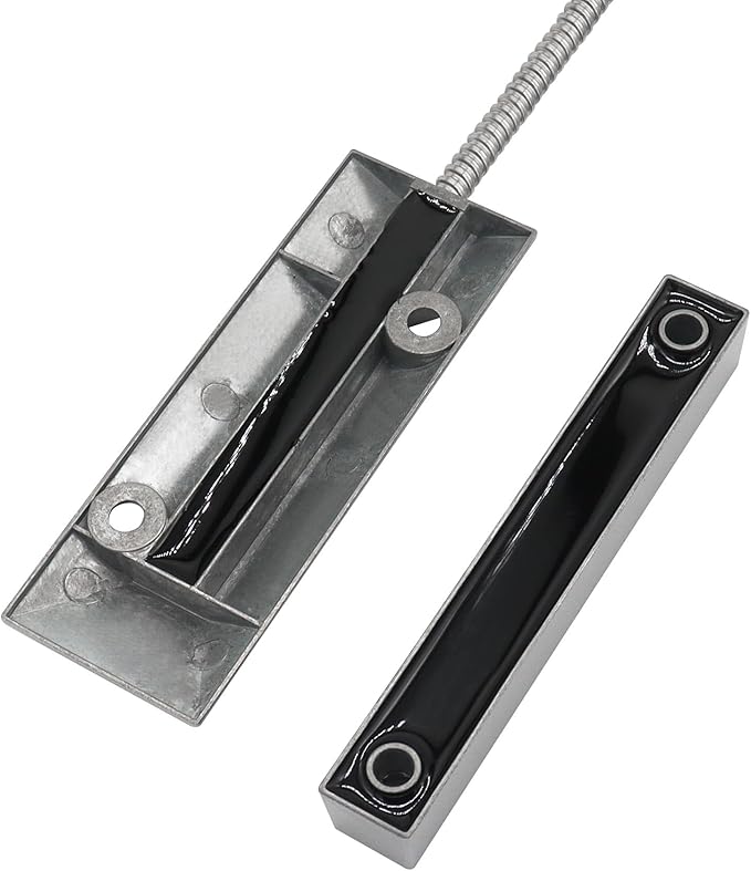 FOCMKEAS Magnetic Reed Switch Wired Surface Mount Normally Open/Closed NC/NO Contact Sensor Alarm Magnetic Door Switch with 3 Wires, Zinc Alloy Sliver, OC-55